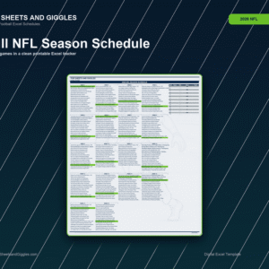 2026 NFL Full Season Schedule | All 32 Teams | Excel Digital Download